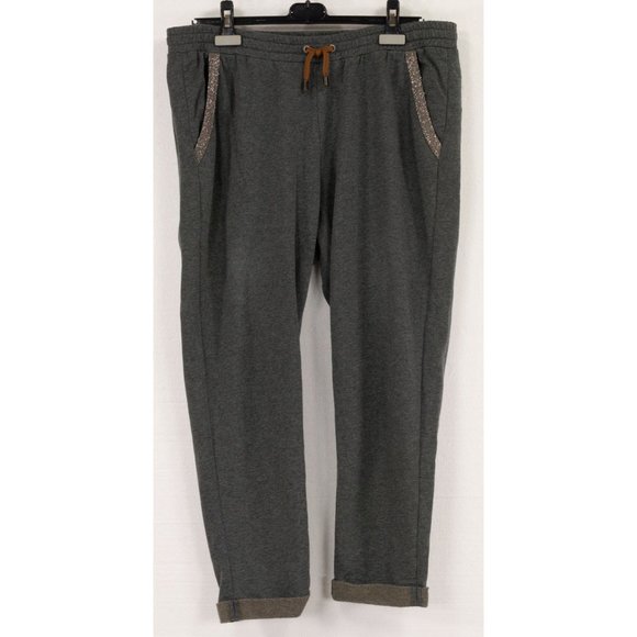 BRUNELLO CUCINELLI COTTON GRAY SWEATPANTS WITH MONILI DEATAILING AT POCKETSXL